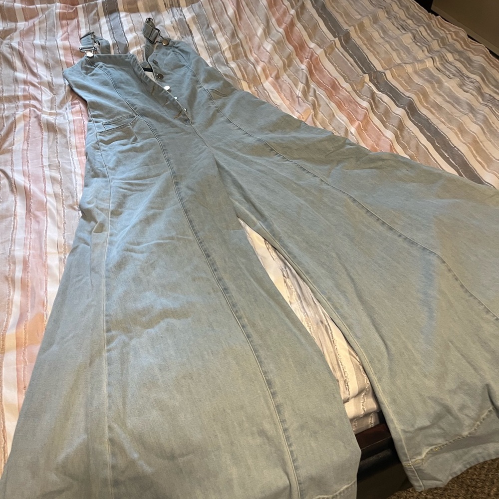 Fashion Nova light blue jumpsuit